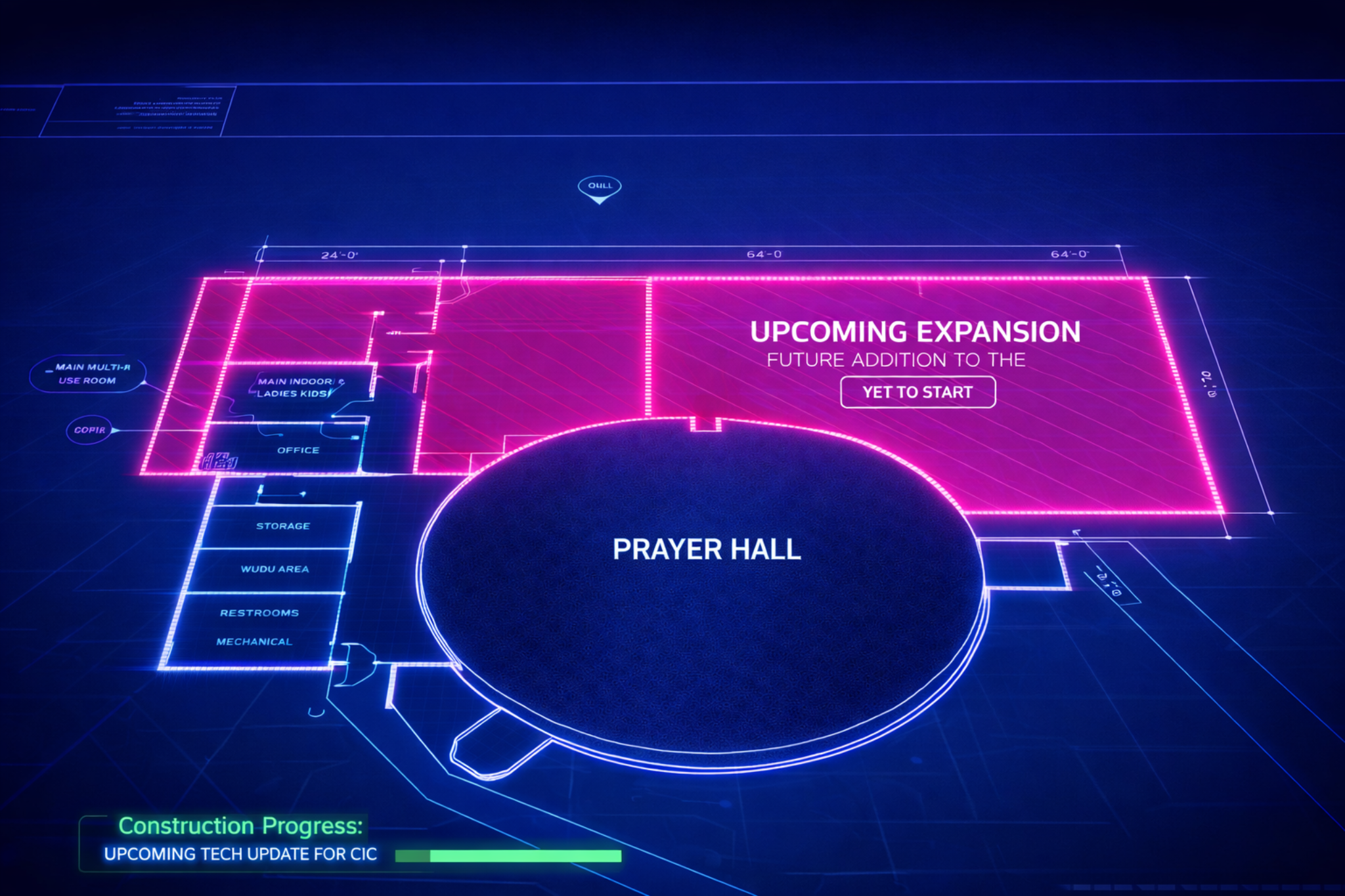 Highlight the upcoming addition with futuristic depth